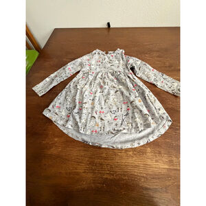 Next Girls Dress 2-3 Years 98cm Gray Woodland Animal Long Sleeve Knit